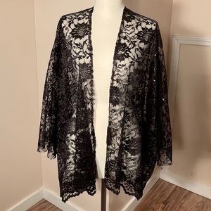 Black Shimmery lace Kimono
